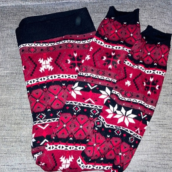 Torrid Red Fair Isle Full Length Sweater Knit Leggings 2 - Picture 4 of 8